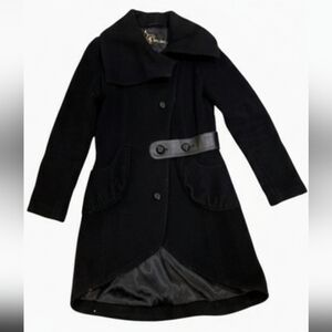 ✨Mackage✨ Black Cashmere Wool Coat Jacket with Leather Trim, Size S